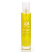 Soothing Body Oil in clear bottle with essential oils for relaxation and hydration.