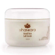 Dead Sea Salt Scrub in a 240 ml container for exfoliation and skin nourishment.