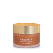 Gheesutrā Nourishing Exfoliator jar with a gold lid, designed for all skin types.