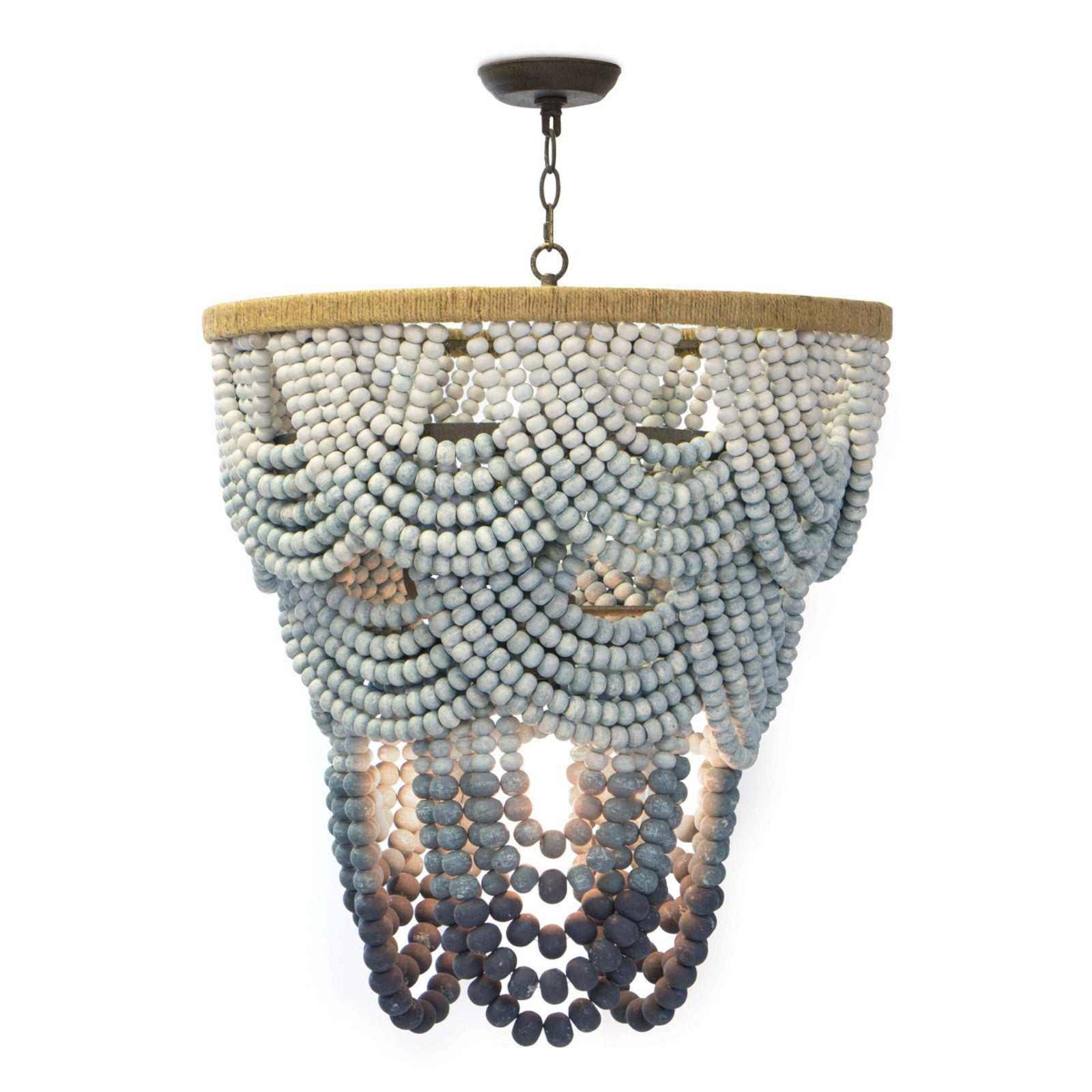 Coastal Living Ombre Wood Bead Chandelier - Natureworks Design