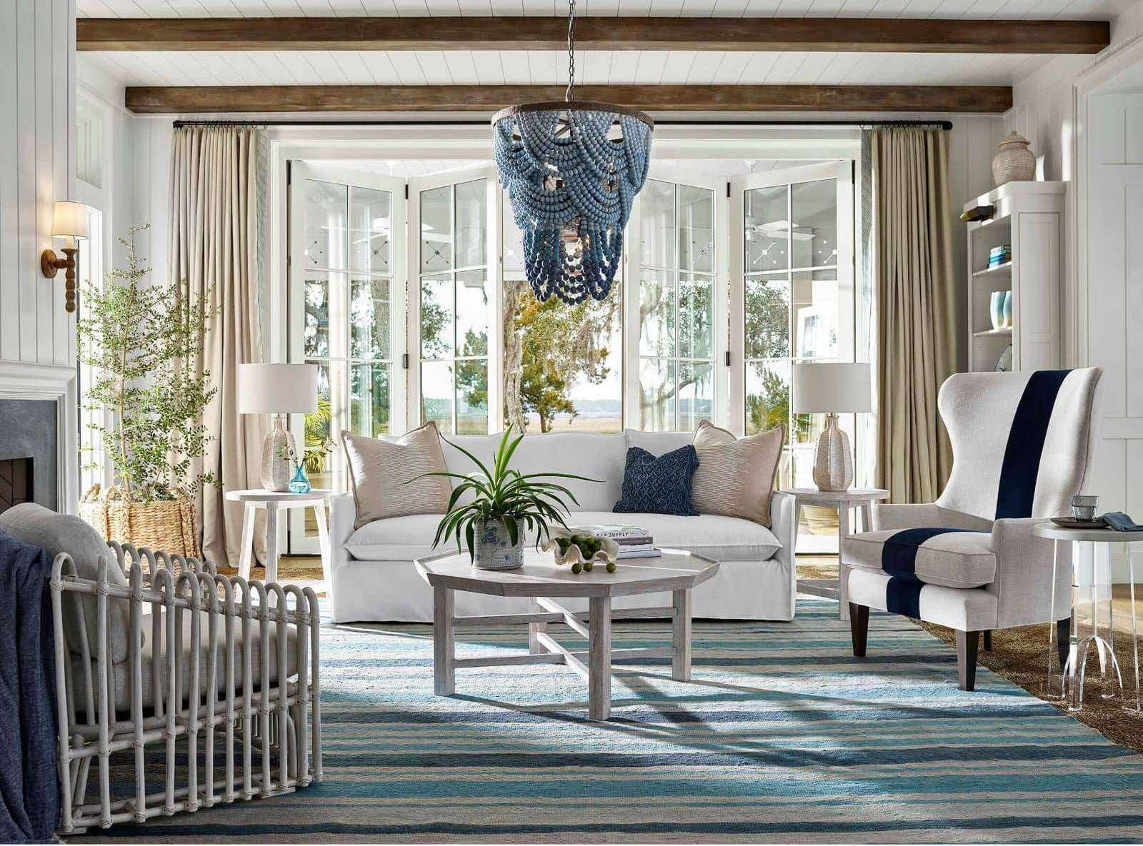 Coastal Living Ombre Wood Bead Chandelier - Natureworks Design