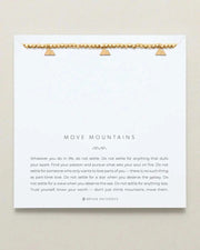 MOVE MOUNTAINS beaded bracelet with gold finish, symbolizing determination and self-belief.